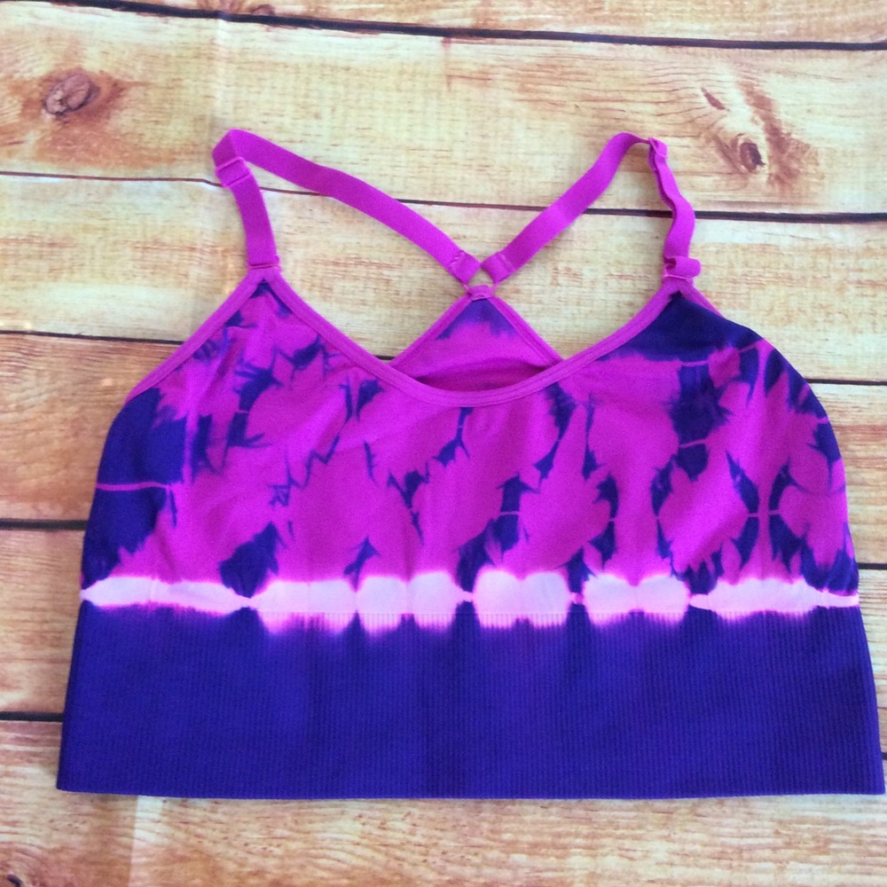 Spalding Pink and Purple Tie Dye Sports Bra #213